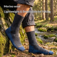 Chaussettes de sport en laine mérinos tricotées épaisses mi-mollet avec semelle éponge respirante pour hommes et femmes, idéales pour la randonnée et l'alpinisme en extérieur, collection automne, ODM
