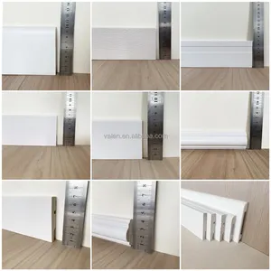 Instalación rápida poliestireno fácil de instalar Interior decorativo impermeable plástico blanco zócalo Ps zócalo moldura de cornisa