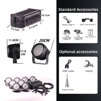 Sistema de Iluminación DJ de 800W con Luces Cegadoras RGB en Blanco Cálido y Ámbar, Luz Estroboscópica LED de Escenario a Prueba de Agua IP65 para Fiestas al Aire Libre, Conciertos y Eventos