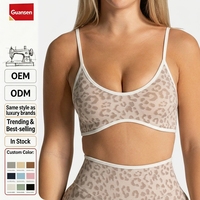 Soutien-gorge de sport pour femme Tev sans couture, imprimé léopard, en Spandex/Nylon, maintien élevé, bretelles non réglables, pour Yoga, Course à pied et Fitness, Bullet Sports