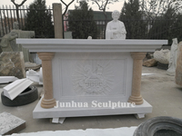 Table d'autel antique en marbre sculpté catholique pour la conception d'église chrétienne