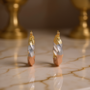 E4488 Orecchini a Cerchio Multicolore in Lega di Metallo Prezioso, Design Geometrico Minimalista per Uso Quotidiano Unisex - Product Image 2