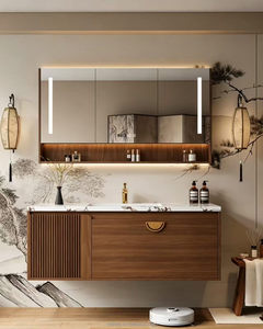Mueble de Baño con Lavabo Integrado de Estilo Retro, Acabado en Roble sin Pintura, Espejo con Marco, Montado en la Pared, Garantía de 5 Años, <span class=keywords><strong>LUMINA</strong></span> - Product Image 4