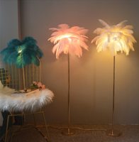 Lampadaire LED contemporain de luxe personnalisable en fer, design plume, base E27, étanche, commande tactile, multicolore