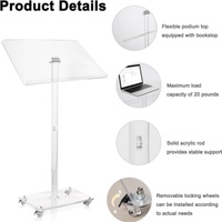Pupitre en acrylique transparent moderne personnalisable, pliable et détachable, avec roulettes pour podium, marque BOSN