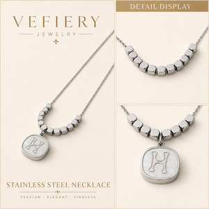 Collier tendance en acier titane couleur argent avec disque rond et barre incurvée - Product Image 3