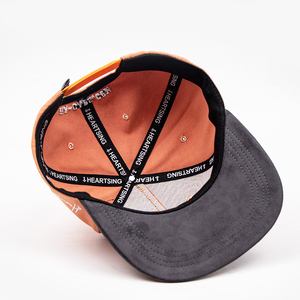 قبعة سناباك بحافة مسطحة من جلد الغزال القطني المغسول مع جلد الغزال 3d التطريز 5 ألواح بغطاء خلفي سناباك بلونين - Product Image 5