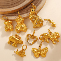 Pendentif LiCai DIY 3D en strass, libellule et lion |   Breloque vintage en acier inoxydable pour collier femme, bijoux en gros