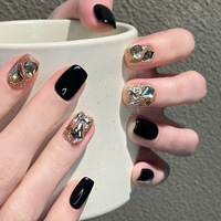 Faux ongles en acrylique personnalisés avec strass de luxe, ongles en gel français, ongles artificiels à presser pour femme