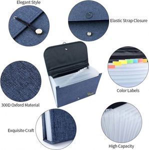 13 Pockets Labels Letter Size Waterproof A4 Business Expandable Document Organizer Canvas Oxford <b>Expanding</b> <b>File</b> <b>Folder</b> - Product Image 5