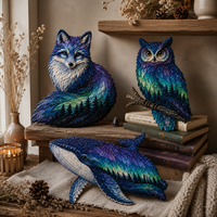 Kit de couture DIY pour appliques animales, kit d'artisanat de broderie patchwork Forêt Aurore avec tissu, fil et motif pour débutants