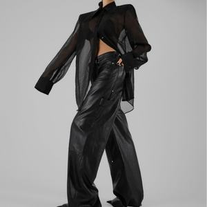 Camisa Negra Transparente de Manga Larga para Mujer, Nuevo Diseño, Logotipo Personalizado - Product Image 2