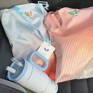 Large Capacity Satin Women <b>Shoulder</b> Handbag Custom Design Satin Shopping <b>Tote</b> <b>Bags</b> Striped <b>Tote</b> Gift <b>Bags</b> - Product Image 2