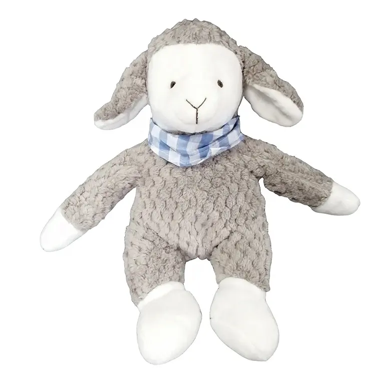 Animaux en peluche d'agneau adorable EN71, 35cm, super doux, blanc et gris, mouton, avec écharpe