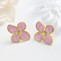 Boucles d'oreilles Bowei Jewelry, nouveau style français, fleur à quatre pétales, acier inoxydable, niche