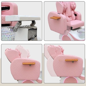 Fauteuil de pédicure spa rose tendance avec massage mécanique des mains, bassin LED, inclinaison électrique, station de salon de luxe - Product Image 6