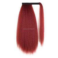 Vente en Gros Queue de Cheval Synthétique Yaki 24 Pouces Longue Crépue Droite Volumineuse avec Clip à Enrouler, Extension de Cheveux
