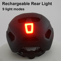 Casque de vélo LED rechargeable par USB HXC HX-0141 avec feu arrière, matériau PC+EPS, DUAL SPORT, pour la ville et les trajets quotidiens, sécurité