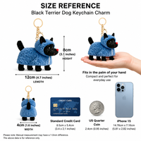 Nouvelle Arrivée Zaves : Adorable Porte-clés en Peluche Chien Noir à Capuche Bleu, Écologique, Durable, Remplissage en Coton PP Doux, Couleurs Personnalisables