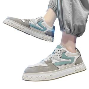 Zapatos de Hombre para Primavera e Invierno, Parte Superior de Tela Elástica con Ventilación de Malla, Zapatillas Deportivas en Negro con Patrón Argyle Blanco, Entresuela de Goma - Product Image 4