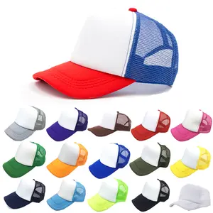 Hot Sale 5 Panel New Style Blank Distressed Trucker Hat Custom Color Plain Mesh Trucker Baseball Cap