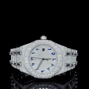 Elegante Reloj de Cuarzo con Moissanita Redonda, Esfera Brillante de Lujo con Correa Cómoda, Perfecto para el Trabajo, el Hogar y Eventos Formales - Product Image 1
