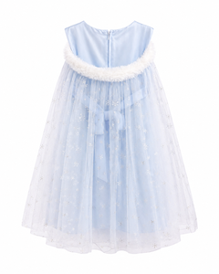 Vestido de Princesa de Nieve de Lujo para Niñas con Tul Brillante de Copos de Nieve, Corpiño de Lentejuelas, Ribete de Piel Sintética y Capa para Fiestas de Cumpleaños - Product Image 1