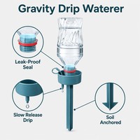 Kit d'arrosage automatique pour plantes en plastique, système d'irrigation goutte à goutte par gravité, insert pour bouteille, libération lente, pour intérieur/extérieur, arroseur de vacances