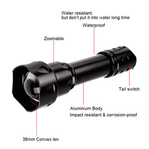 Lampe torche LED Raylights, lumière rouge, verte et blanche, zoomable, multicolore, haute luminosité, torche rétractable en alliage d'aluminium pour l'extérieur - Product Image 2