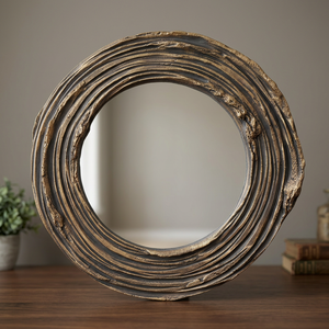 Espejo de Pared Rectangular con Marco Hecho a Mano, Moderno y Ecológico, Acabado Dorado, M.F. EXPORTACIONES INTERNACIONALES Modelo MF-AB-495 para - Product Image 1