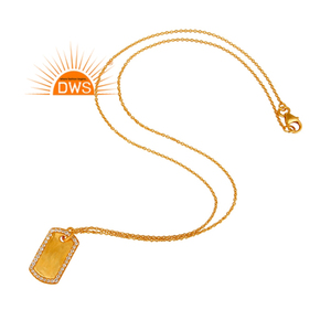 Pave Set White Topaz Pendant Necklace 18k Gold Plated Jewelry Manufacturer New Handmade Sterling Silver Necklace - Product Image 1