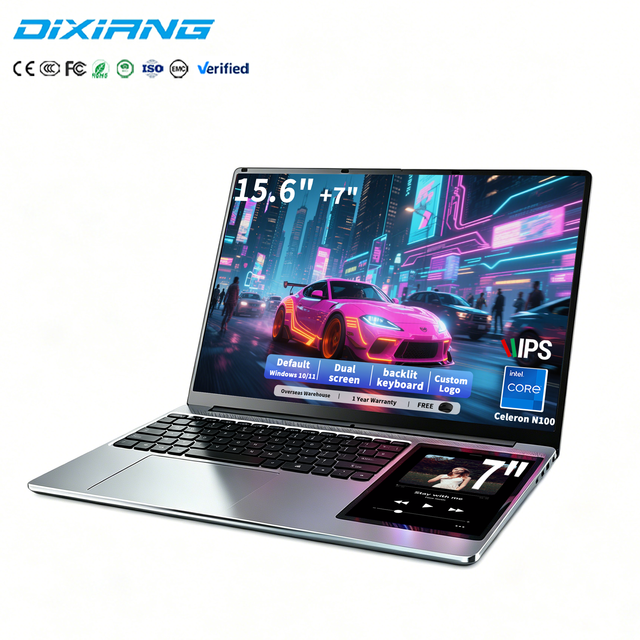 Wholesale Customized Brand New Touch Screen Laptop 15.6 Inches + 7 Inches Double Screen N100 Business Notebook Computer Laptop