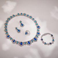 Ensemble de bijoux afghans en laiton bleu, colliers, boucles d'oreilles et bracelets en forme de cloche, accessoires de mariage pour la mariée, vente en gros