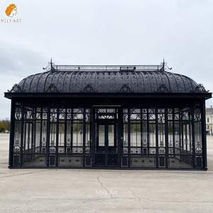 Serre de jardin extérieure MILY, grande serre <span class=keywords><strong>en</strong></span> métal et verre, gazebo <span class=keywords><strong>en</strong></span> <span class=keywords><strong>fer</strong></span> forgé - Product Image 3