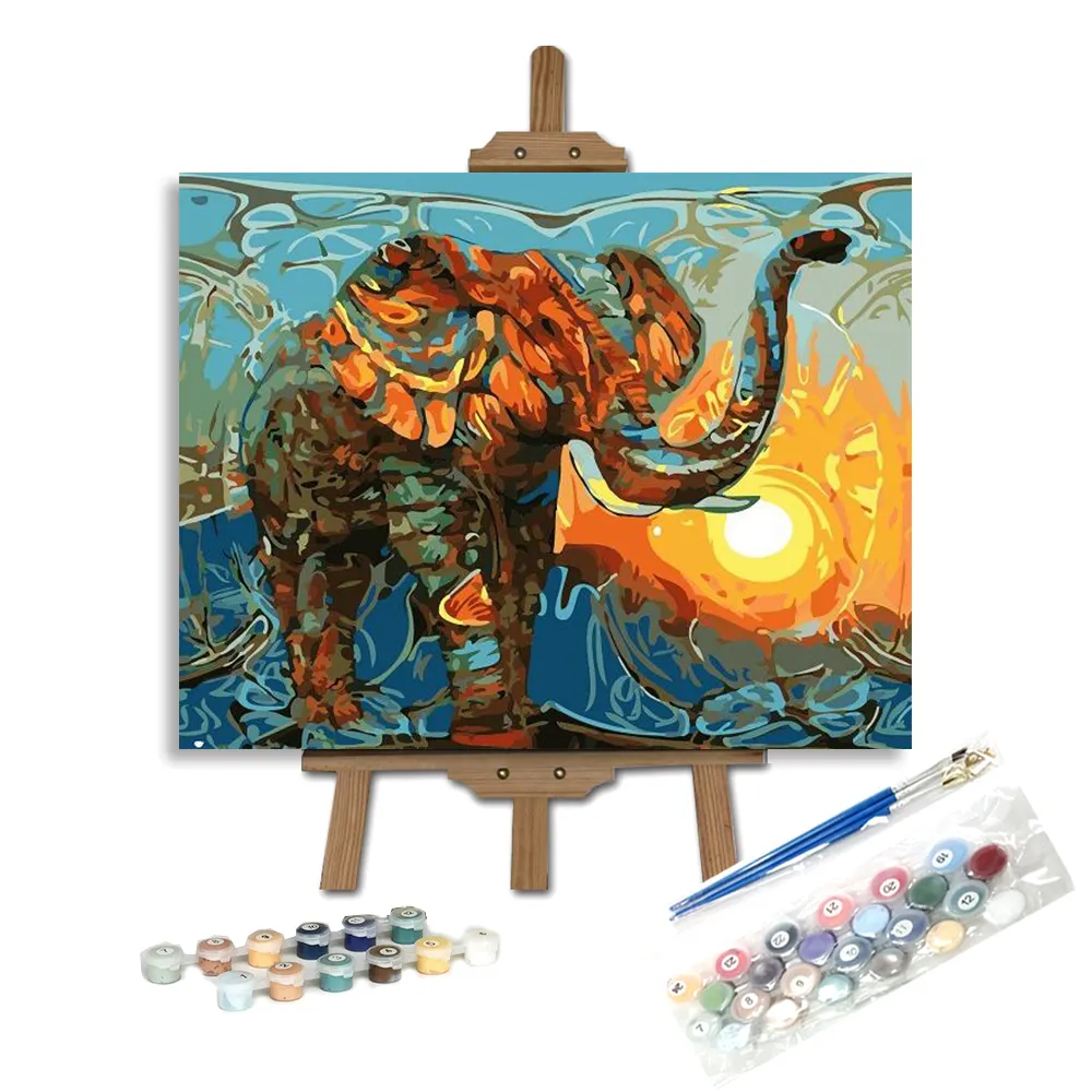 30x40 40x50cm Picture Customized Digital Canvas Diy Painting Gift Animal Elephant Acrylic Paint by Number Kit