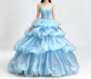 S3018Y 2026 Nuovo Arrivo Abito da Ballo Senza Spalline Blu <span class=keywords><strong>Elegante</strong></span> per <span class=keywords><strong>Compleanno</strong></span>/Festa di Quindicenniata Abito da Sera Principessa - Product Image 5