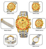 Montre à quartz pour homme au design élégant, bracelet en acier inoxydable, étanche, phase de lune avec date, chronomètre, logo personnalisé, 46 mm
