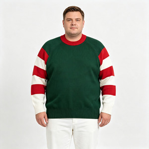 <span class=keywords><strong>Pull</strong></span> tricoté personnalisé pour <span class=keywords><strong>homme</strong></span> <span class=keywords><strong>grande</strong></span> <span class=keywords><strong>taille</strong></span>, motif intarsia à rayures contrastées, <span class=keywords><strong>pull</strong></span> d'hiver chaud et confortable pour grossistes - Product Image 1