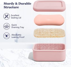 Ánh sáng màu hồng Silicone du lịch xà phòng trường hợp rò rỉ chống vỡ lớp thoát nước cho phòng tập thể dục phòng tắm xách tay một thanh thường xuyên xà phòng - Product Image 5
