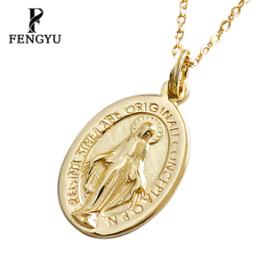 Pendentifs en or 18 carats de la Vierge Marie pour colliers féminins, collier en argent sterling avec <span class=keywords><strong>camée</strong></span> lettre, bijoux personnalisés de créateur - Product Image 1