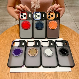 Ring <b>CD</b> Matte Rotating Stand Magnetic Pc Phone Case for iPhone 17 Air 16 15 14 Pro Max Bumper <b>Holder</b> Frosted Bracket Back Cover - Product Image 1