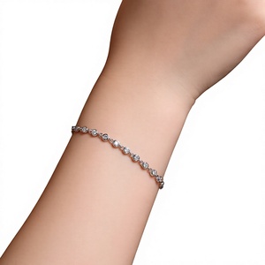Charming Jiuzuan S925 Silver Cut Moissanite Bezel Set <b>Bubble</b> Link Chain Bracelet Stackable GRA Certified Anniversary Casual - Product Image 1