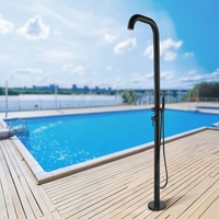 Colonne de douche haute en acier inoxydable à poser au sol, finition chrome poli, design moderne, triple commande, jet céramique