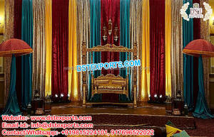 Fabulous Sangeet Stage Decor Zari Backdrops Indian Mehandi Stage Zari Backdrop <b>Curtain</b> Afgani Wedding Night Stage Zari Backdrop - Product Image 5