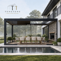 Pergola extérieure moderne en aluminium coupe-vent avec structure thermolaquée pour patio, villa, bord de plage, extérieur et jardin
