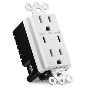 Ci-tech US UL943 Padrão 5V 4.8A Na Tomada De Parede com Duas Portas De Carregamento USB Tipo C