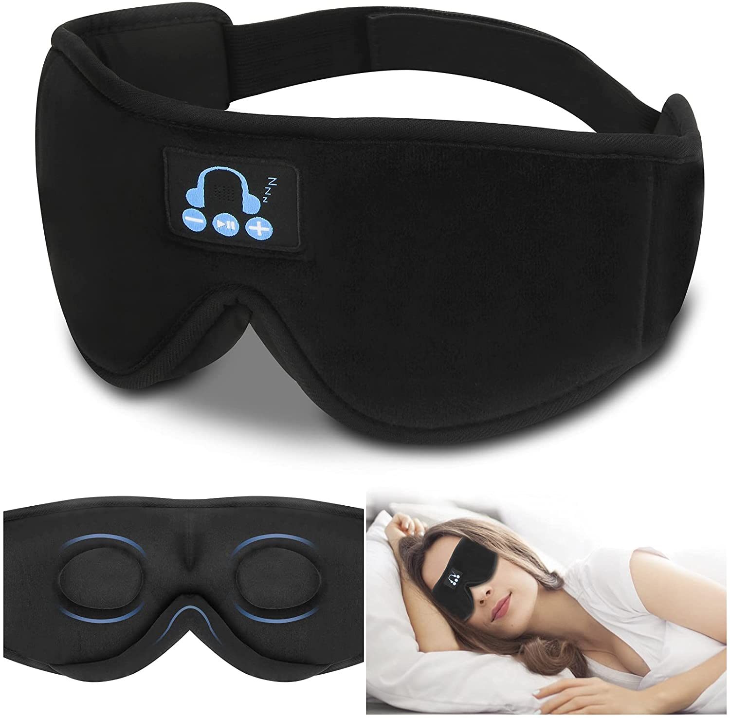 Лидер продаж 2021 Amazon беспроводные наушники 5,0 шумоподавляющие наушники 3D маска для сна Синие зубы маска для сна гарнитура