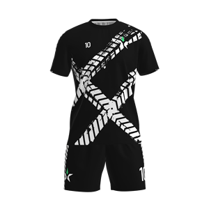Maillot de football unique noir et blanc avec imprimé <span class=keywords><strong>pneu</strong></span>, personnalisable avec nom et numéro, kit de football anti-humidité, uniforme sportif pour match et entraînement - Product Image 1