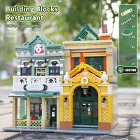 Mould King 16023 Building Street View French Restaurant Building blocks Sets