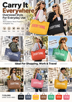 Sac fourre-tout en toile multi-compartiments, grande capacité, coutures robustes, 7 couleurs, marque privée